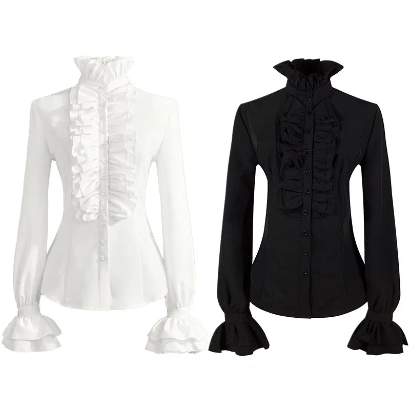 

Haute Couture Style Long Sleeve Slim Fit Shirt Stand Collar Bell Bottoms Women's Fashionable Top Stage Performance Inner Wear