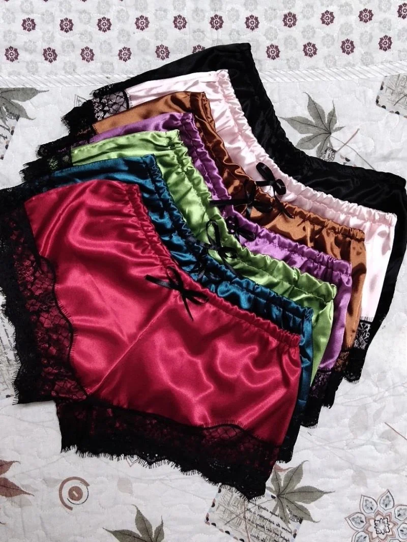 

Sexy Lace Simulation Spwear Comfortable Thin Home Clothes Set V-ne ort Sve ort Dr for Young Women