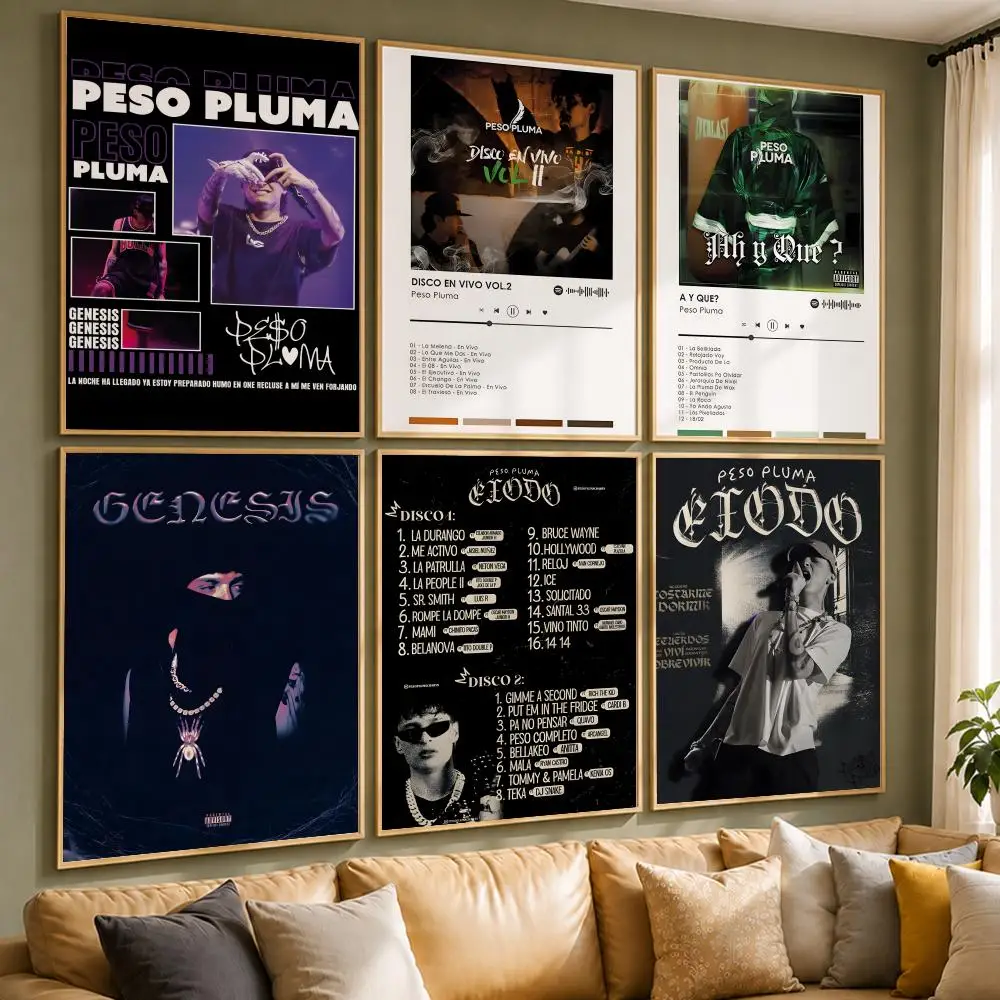 Popular Singer P-Peso PlumaS Poster Vintage Retro Anime Poster Stickers Peel and Stick Wall Art Home Decor