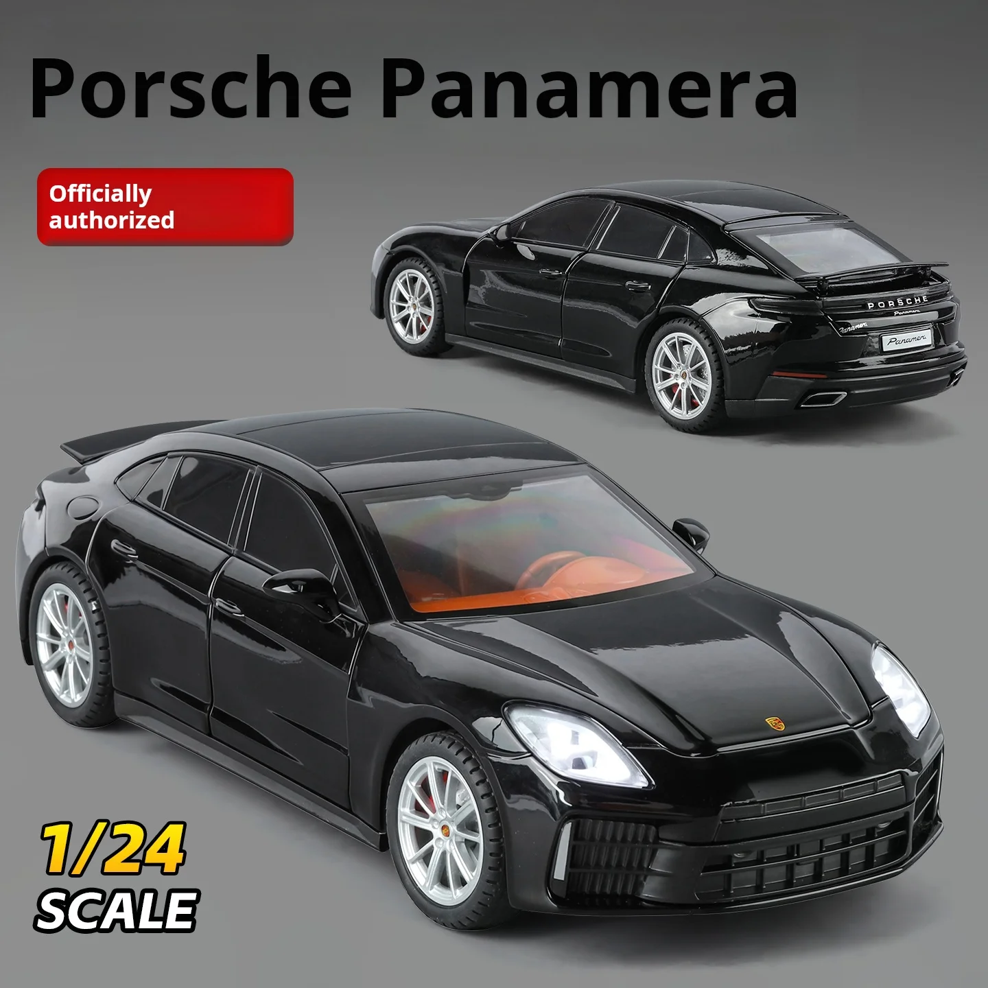 공식 인증 1:24 포르쉐 파나메라 합금 프리미엄 모델 장난감 자동차 사운드&라이트 풀백 장난감 자동차 소년 선물 수집품