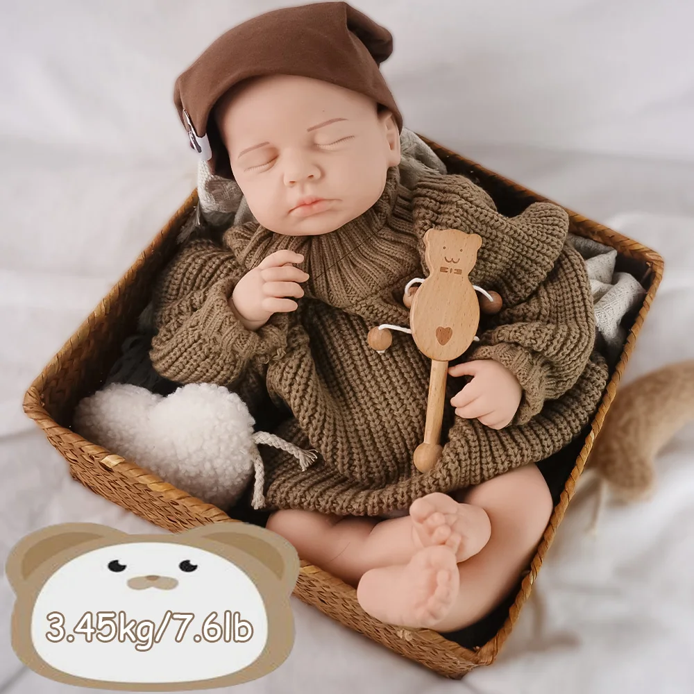 Dormir Principito "bebé recién nacido de silicona maciza de 19,3 pulgadas, 3,45 kg, peso súper real, estilo durmiente para bebé