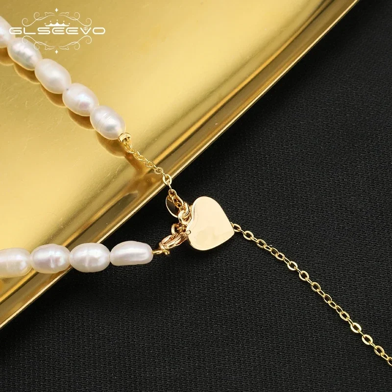GLSEEVO Luxury Heart shape Pendant Vintage Natural Pearl Necklaces Women Elegant Charm French Romantic Party Jewelry Gift