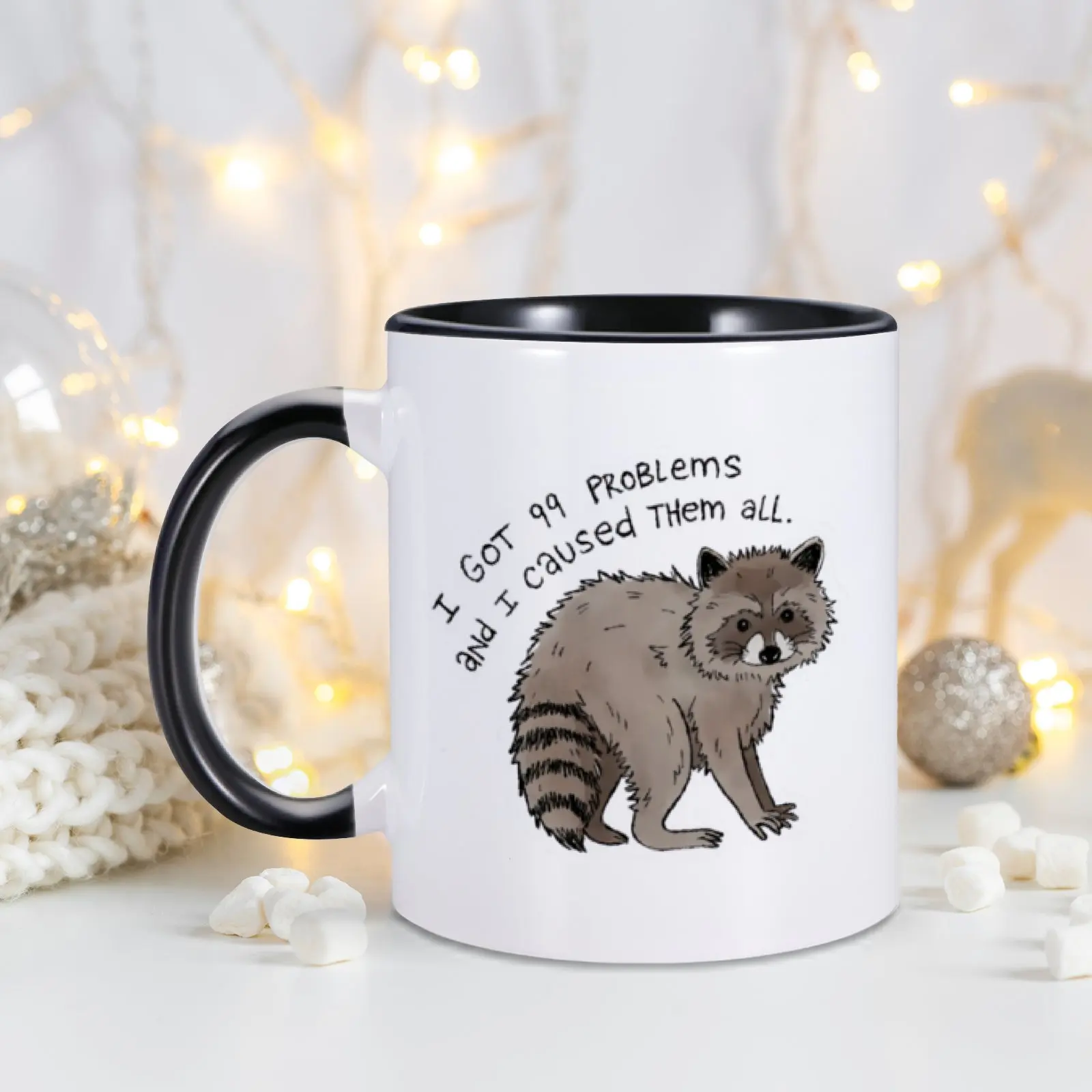 1pc Cute Raccoon Cup I Got 99 Problems And I Caused Them All 11oz Funny Raccoon Ceramic Coffee Mug Milk Tea Drinkware Gift