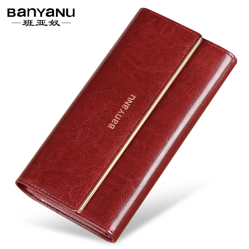 

Genuine Leather Women's Wallet Large Capacity Clutch Bag RFID Blocking Trifold Purse With Credit Cards Holder Wallets for Women