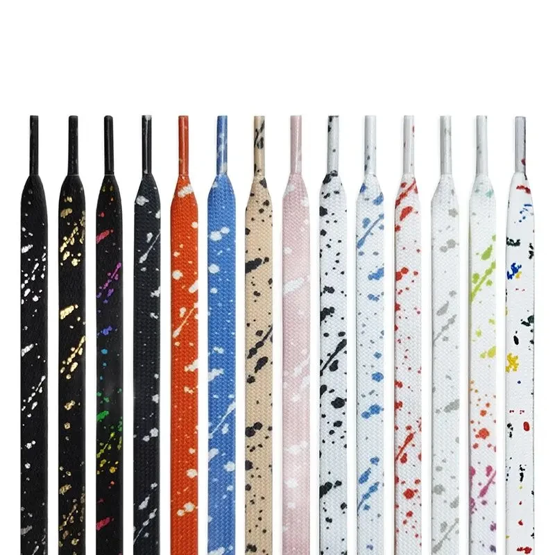 Shoelaces for Sneaker Flat Gilding Printing Ink Splatter Shoelace Colorful Splash Ink Hand-painted Basketball Shoe Laces for AF1