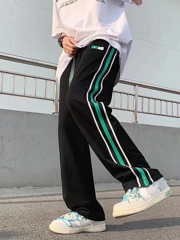 

Men's Straight Leg Patchwork Sanitary Pants Casual Long Trousers Youthful Spring Autumn Wear Comfortable Straight Fit Jeans