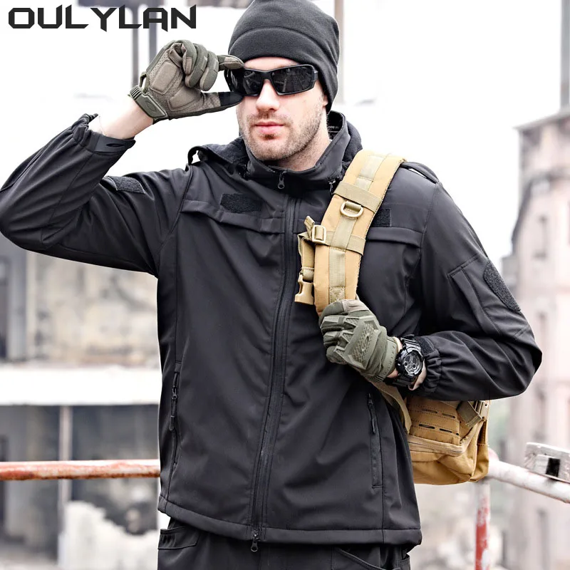 Oulylan Men's Tactical Sets Windproof Waterproof Winter Shark Skin Military Suit Soft Shell Jackets Warm Tactical Clothing