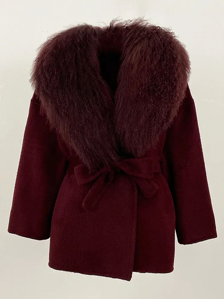 ملابس شتوية جديدة لعام 2025 معطف فرو حقيقي للسيدات على الموضة منغوليا الطبيعية سترة صوفية من فرو الأغنام ملابس صوف للسيدات