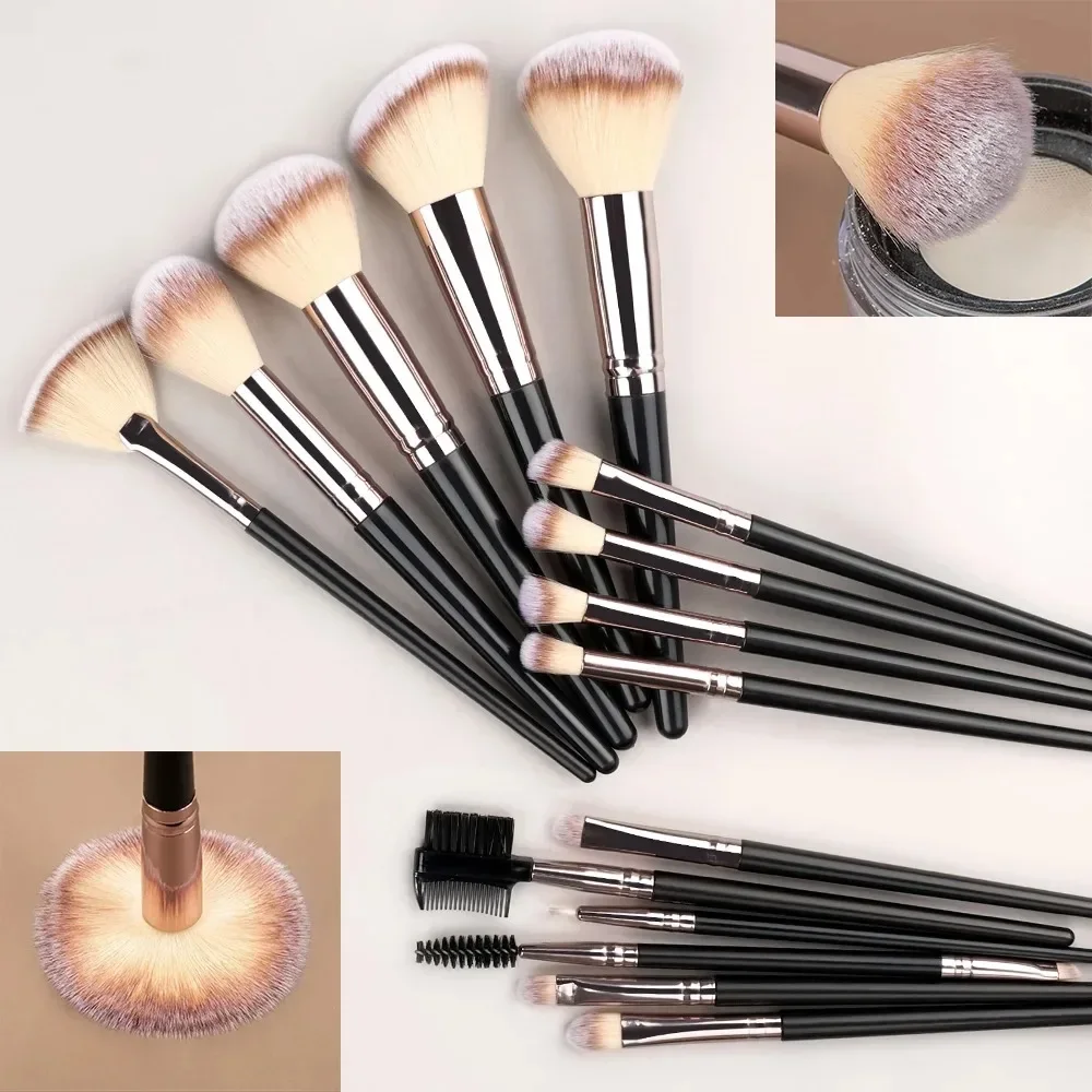 3-15 Pcs Professional Makeup Brush Set Soft Fluffy Synthetic Bristles Eyeshadow Blending Blush Concealer Brushes Daily Makeup