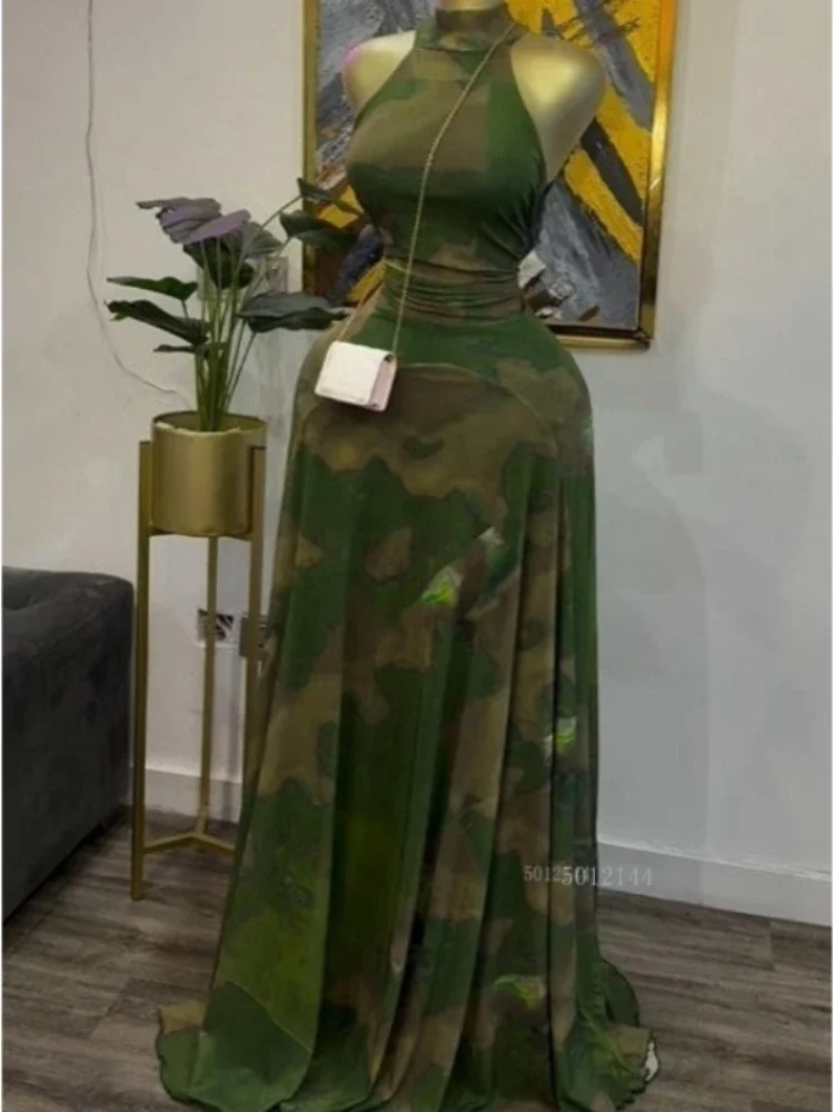2026 Fall Women O-neck Sleeveless Print Mermaid Maxi Dress Evening Birthday Beach Sexy Night Party Long Dresses