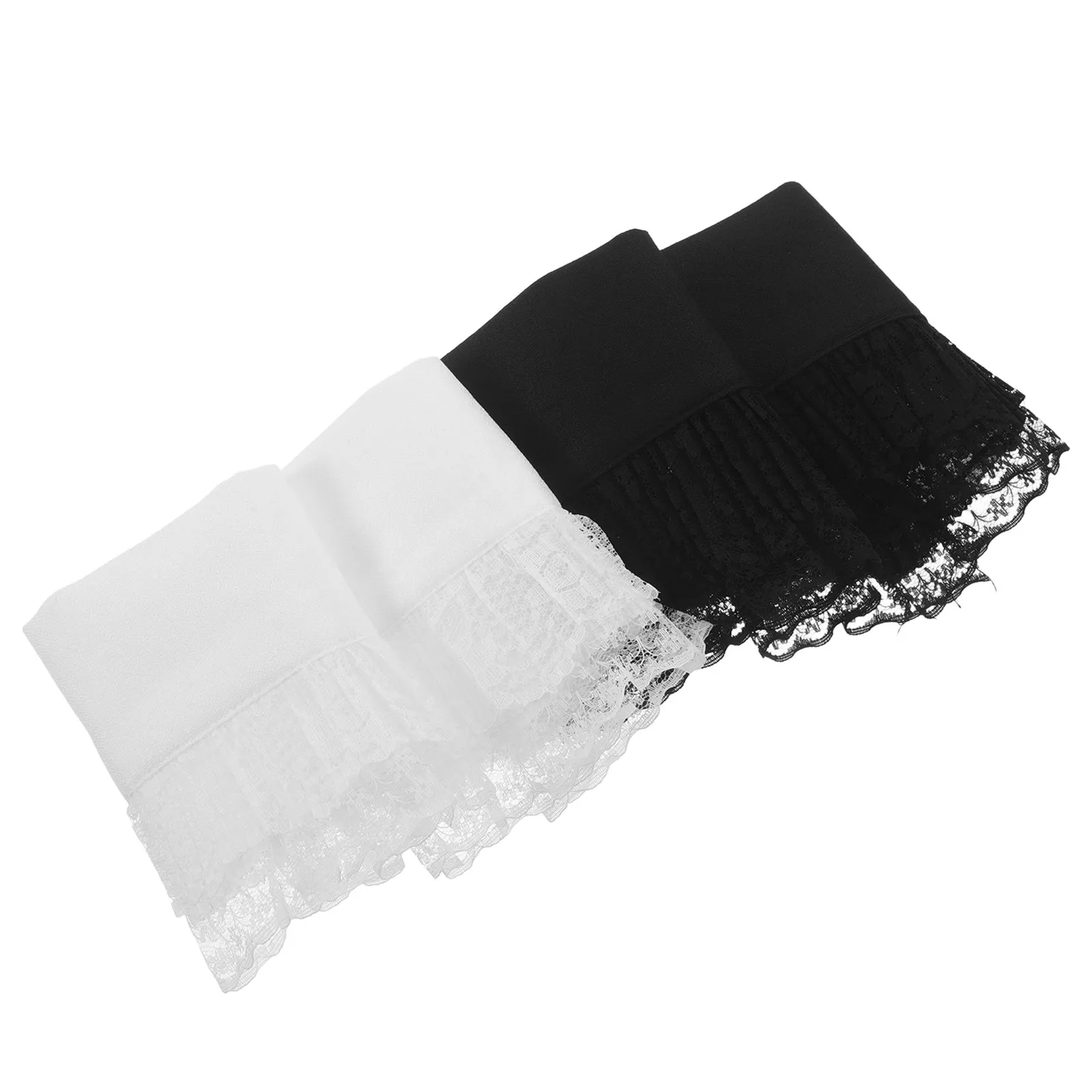 

2Pairs Lace Faux Sleeve Cuffs Ruffled Detachable Floral Tulle Hand Sleeves Bridal Wedding Cosplay Costume Black White