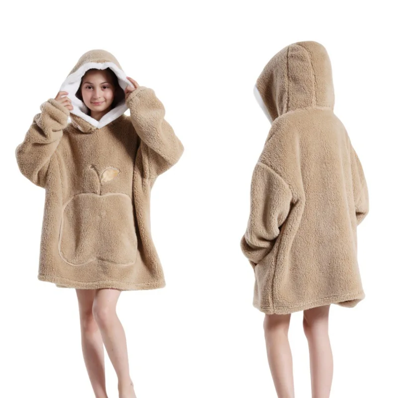 Damen Herbst Winter Fleece Tragbarer Decken-Bademantel Mädchen Damen Loungewear Weiche Warme Nachthemd Teenager Lose Übergrößen-Pyjamas – Detail 14