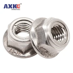 2Pcs M4-M12 304 Rvs Heersende Koppel Type Alle Metalen Insert Hexagon Lock Moer Met Flens Hex Self Locking GB6187