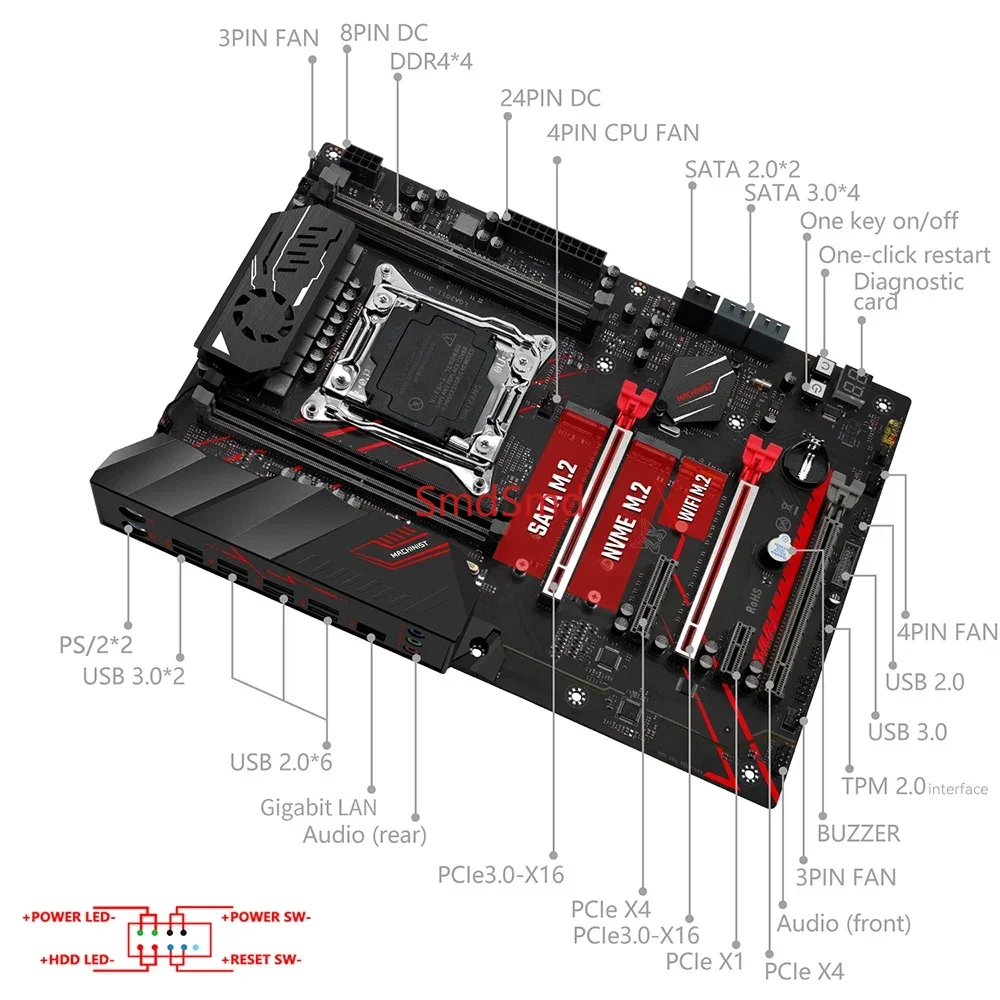 X99 MR9A PRO MAX Motherboard Support TPM2.0 LGA 2011-3 Intel Xeon E5 V3&V4 CPU DDR4 RAM Memory NVME/SATA USB3.0 ATX