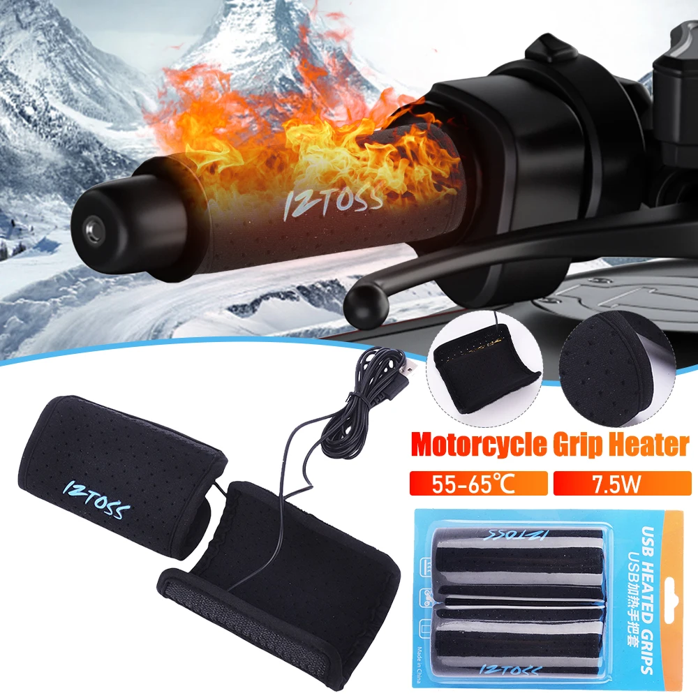 

Motorcycle USB Heated Grips Removable USB Heated Handle 5V Motorcycle Handle Bar Warmer Electric Heated Grip Cover Winter Supply