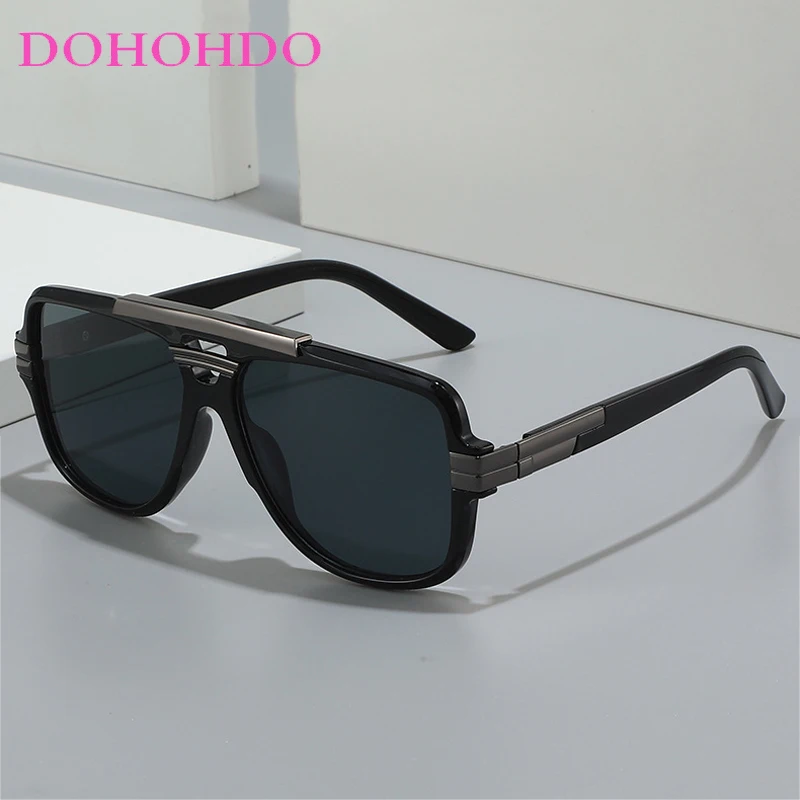 

Vintage Double Bridges Square Frame Sunglasses Men And Women Fashion Luxury Brand Design Outdoors Driving Pilot Glasses UV400