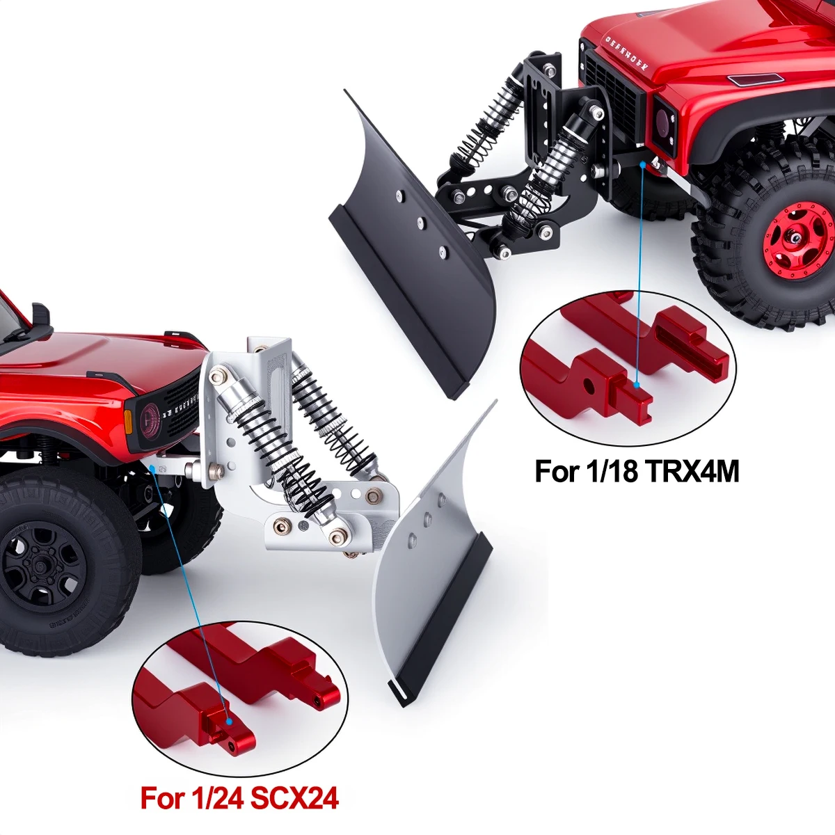 مجرفة ثلج ورمل من سبائك الألومنيوم قابلة للتعديل لزاحف RC 1/18 1/24 - تناسب TRX4M وSCX24، ملحق مجرفة ترقية معدنية #5