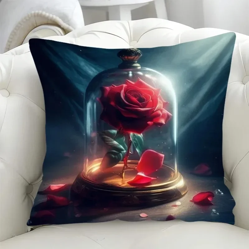 Luxury Home Decor Pillowcase Living Room Sofa Cushion Cover Rose Character Illustration Style Pattern Cushion Cover