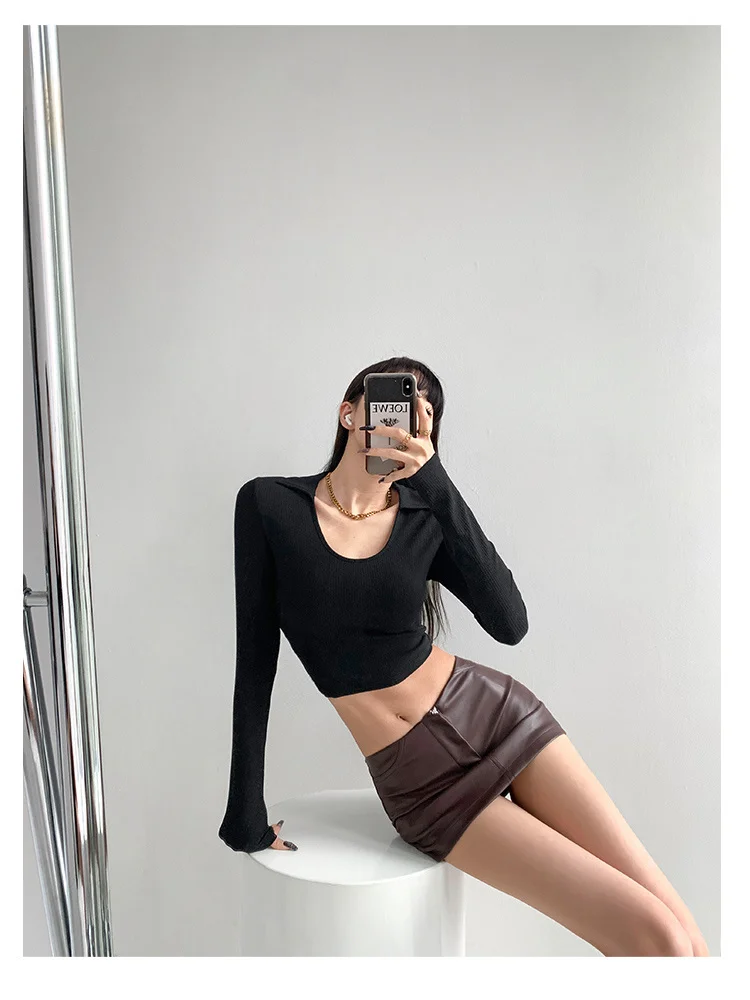 TVVOVVIN Sweet Sexy Low-waist Spicy Girl Ultra-short Leather Skirt Women Thin Pencil Slim Buttock Skirt Fashion Women 1SI9