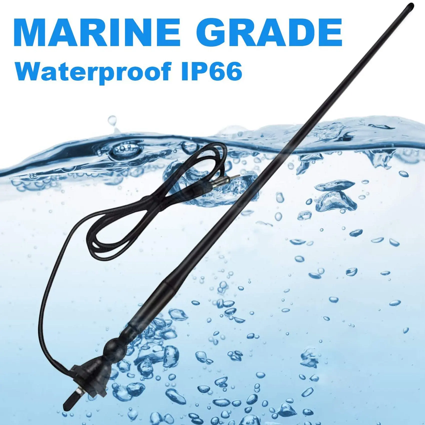 เรือเสาอากาศกันน้ํา Marine เสาอากาศวิทยุรถยางยืดหยุ่นเสา FM AM เสาอากาศสําหรับ ATV UTV RZR SPA Yacht