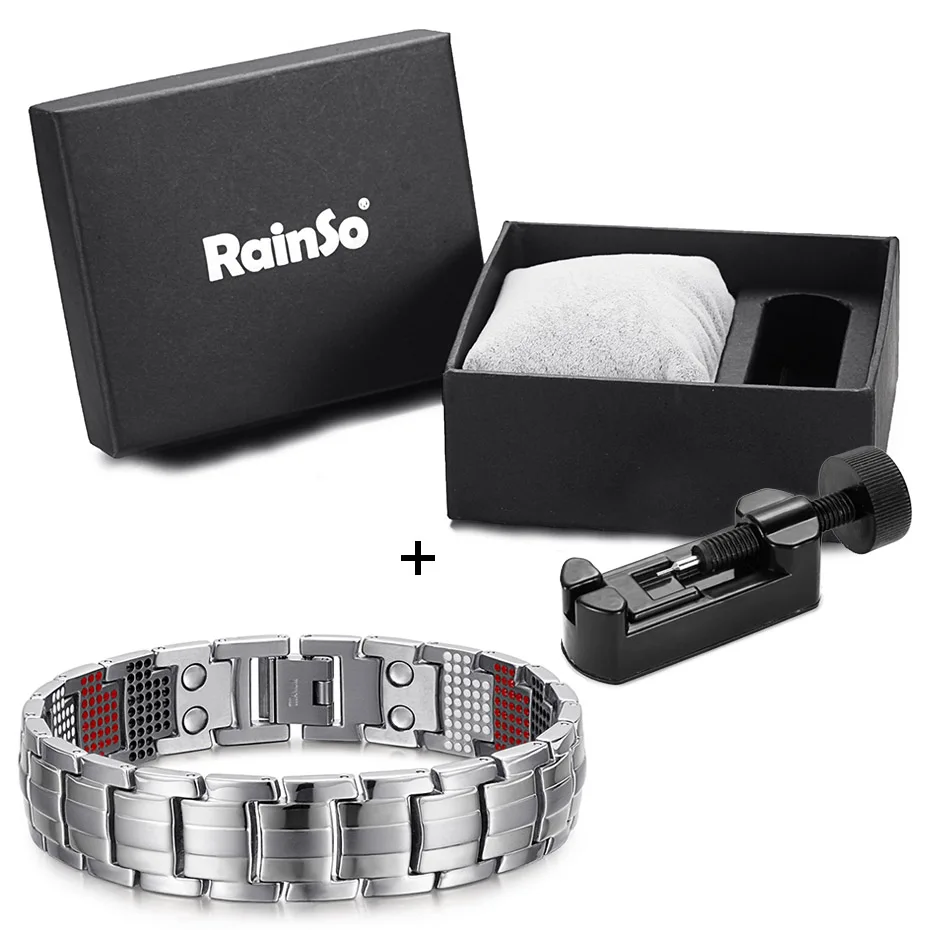 

RainSo Titanium Magnetic Bracelet For Men with tool and box