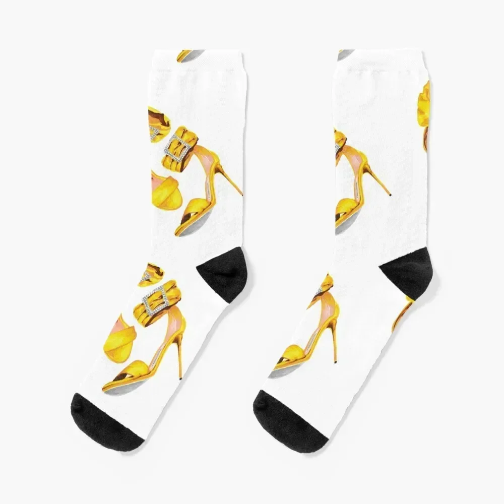 

Yellow High Heel Shoes Socks anti slip football FASHION Socks Women's Men's