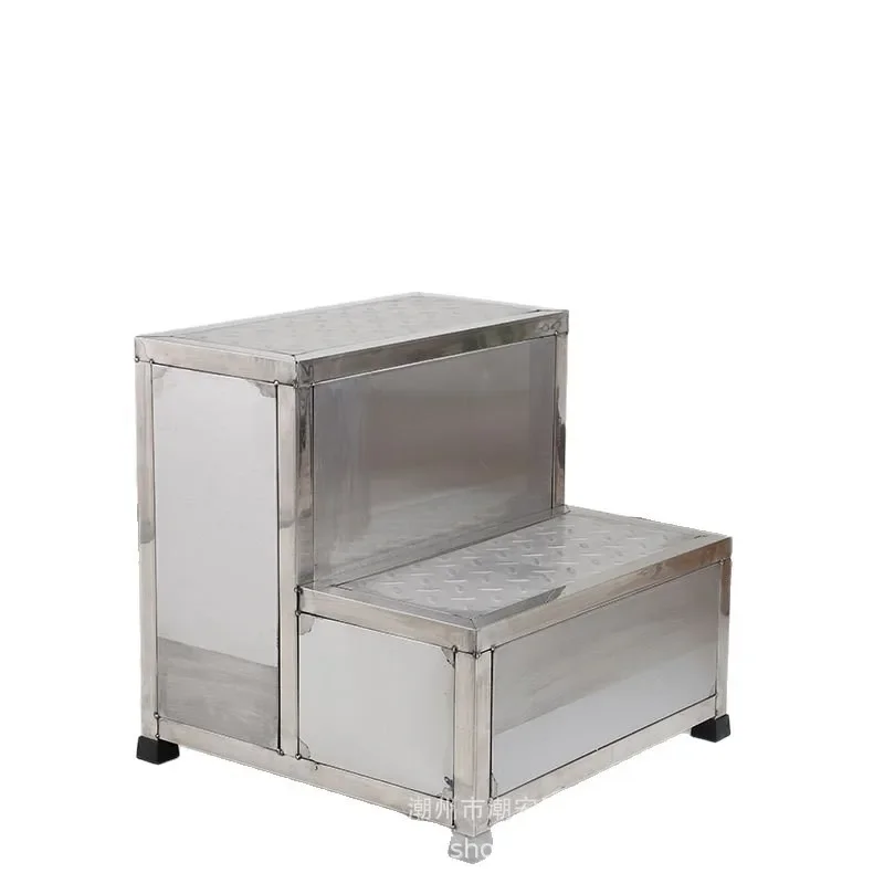 Thickened Stainless Steel Foot Stool Baffle Type Lightweight Industrial Ladder Stool Steps Two or Three Steps Home Shopping Mall
