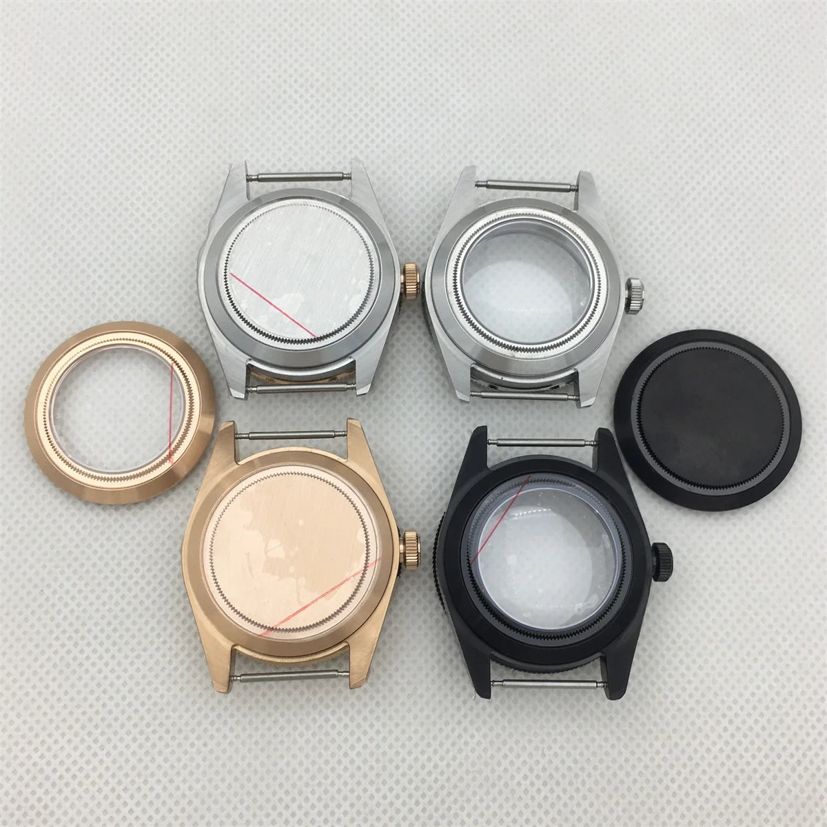 NH35 39 مللي متر فضي أسود وردي ذهبي حافظة قبة زجاج الياقوت صالح NH34 NH35 NH36 PT5000 ETA2824 حركة أوتوماتيكية