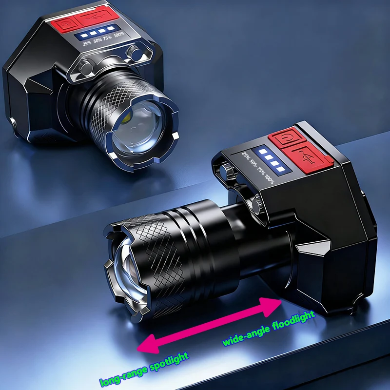 كشافات ليزر بيضاء TYPE-C المصابيح الأمامية القابلة لإعادة الشحن ليلة العمل ضوء الطوارئ في الهواء الطلق التخييم مصباح يدوي الصيد رئيس مصباح