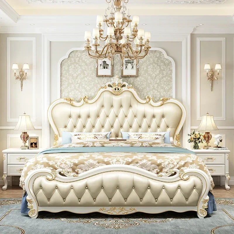 Soft Villa Master Bed Princess Modern Luxury White Bed Headboard European Camas Moderrnas Inteligentes Bedroom Furniture