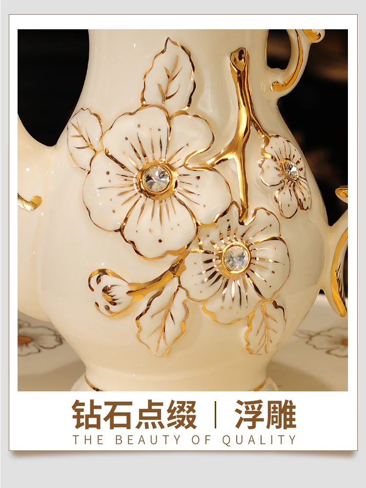 

Living room water cup tea Household European ceramic water Cup Tea cup teapot Luxury with tray
