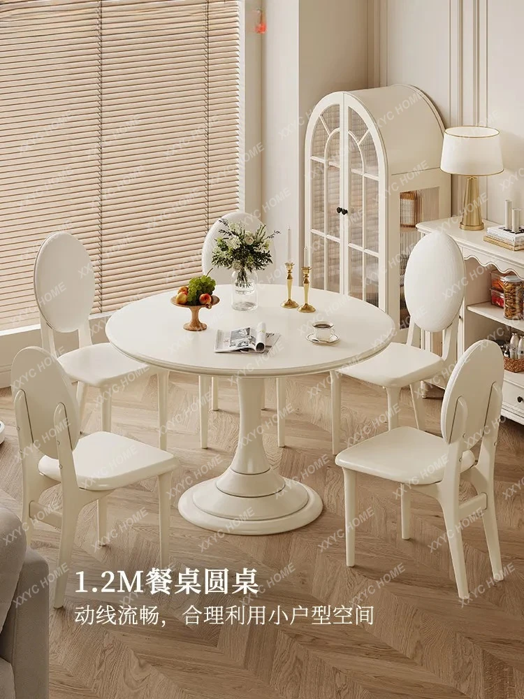Lstyle all solid wood round dining table white round 1.2 meters household dining table
