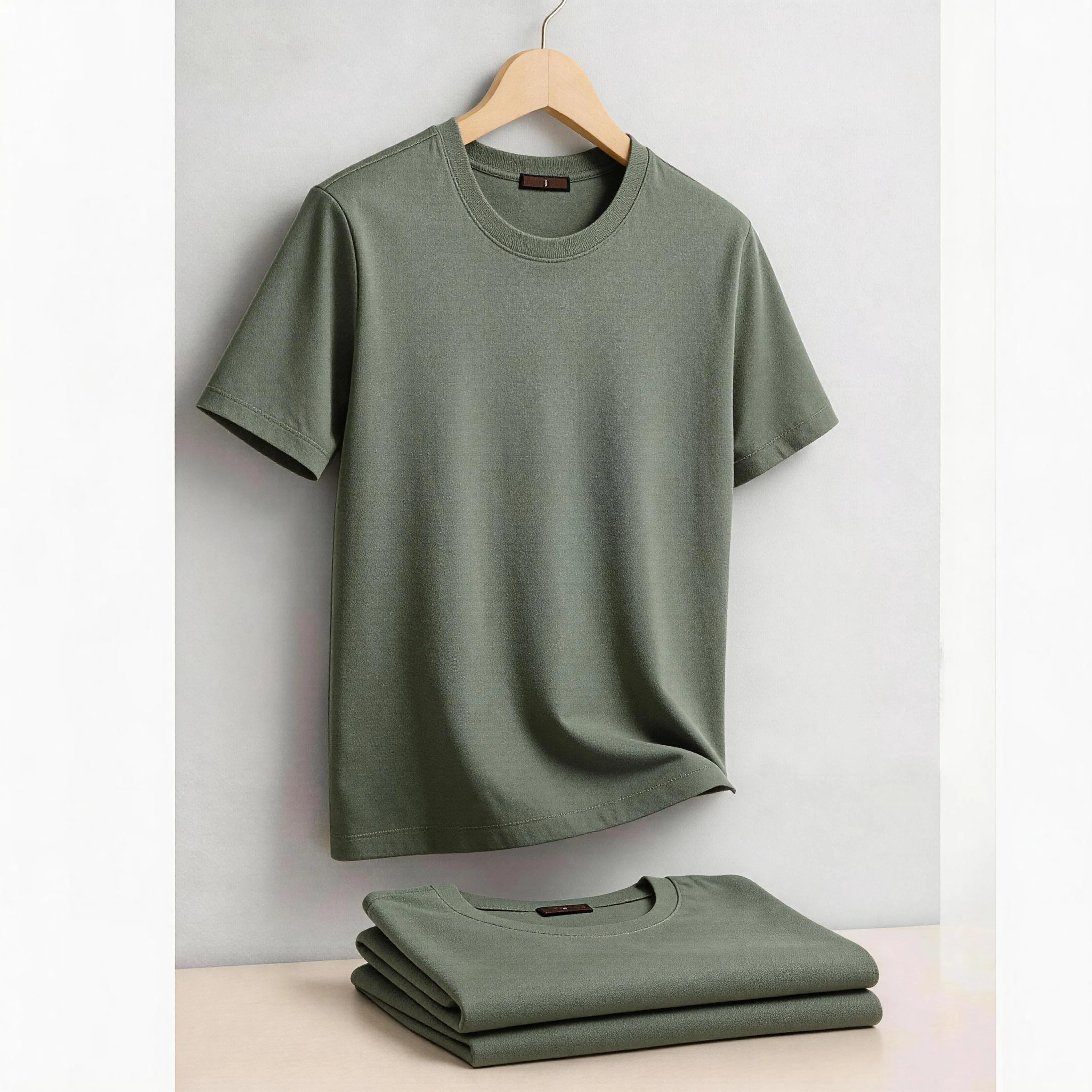 AIOPESON Men's Cotton O-Neck T-Shirt Soft Touch Comfortable Solid Color 8 Options Breathable Lightweight Casual Daily Tee