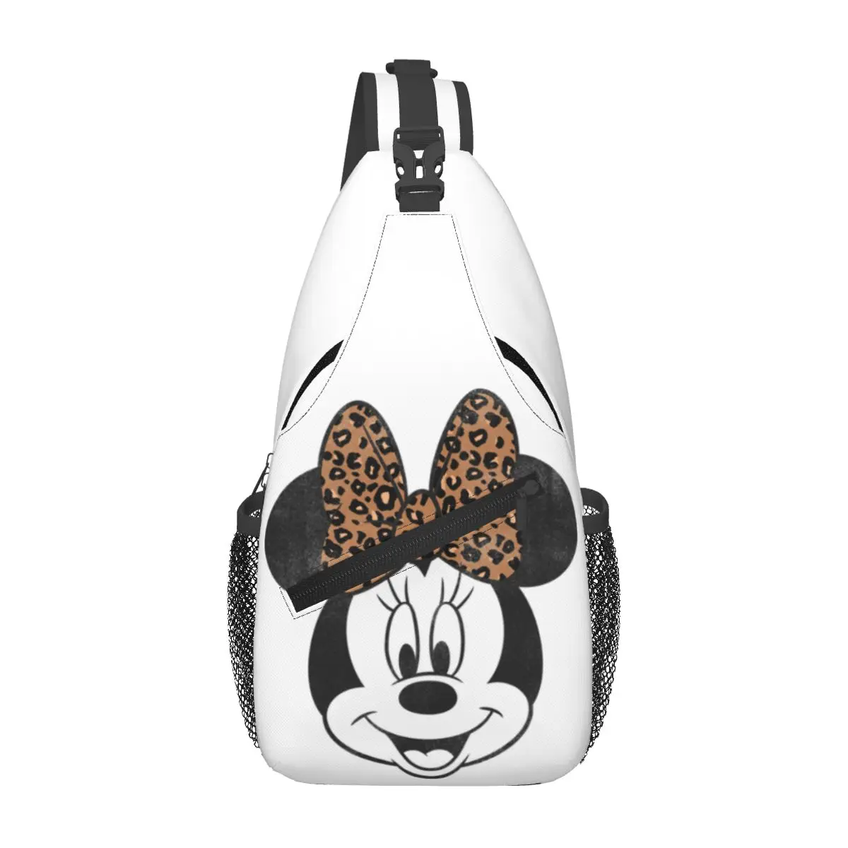 Minnie Mouse Leopard Crossbody Sling Bags Printed Chest Bag Shoulder Backpack Daypack for Travel Hiking Sports Bag