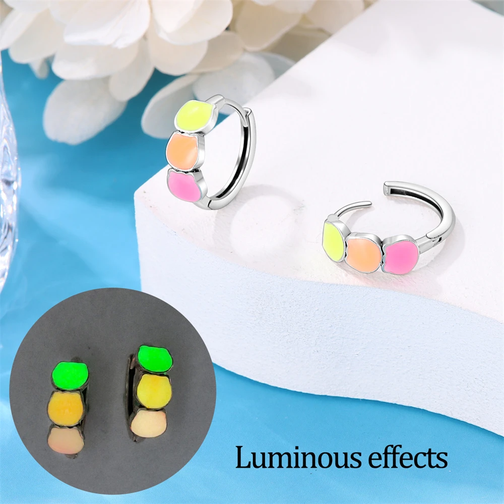 Pendientes de aro de circonio con garra de gato luminosos y coloridos creativos de Plata de Ley 925, pendientes de moda, regalos de joyería para mujeres y niñas