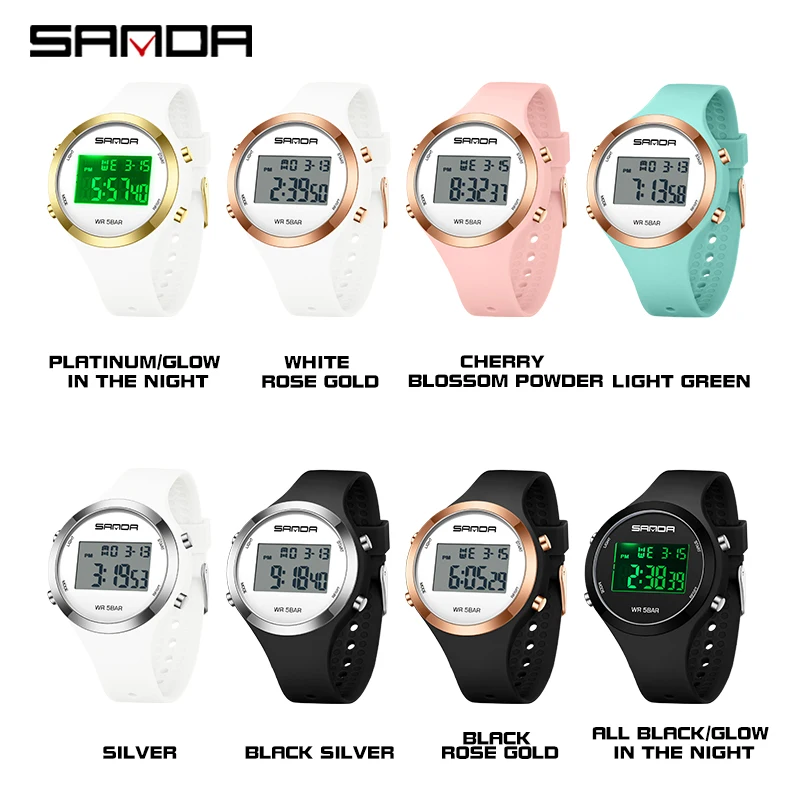 SANDA-reloj Digital deportivo para hombre y mujer, pulsera electrónica LED, resistente al agua