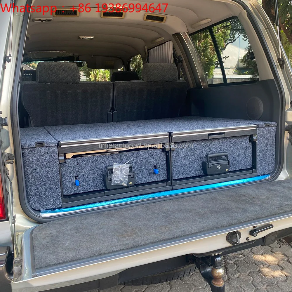 For Ecocalo SUV Car Steel Ute Rear Tub Outdoor Kitchen Cooktops Stove Toolbox Double Drawers Model 1000 LC80/LC100/LC105/LC200