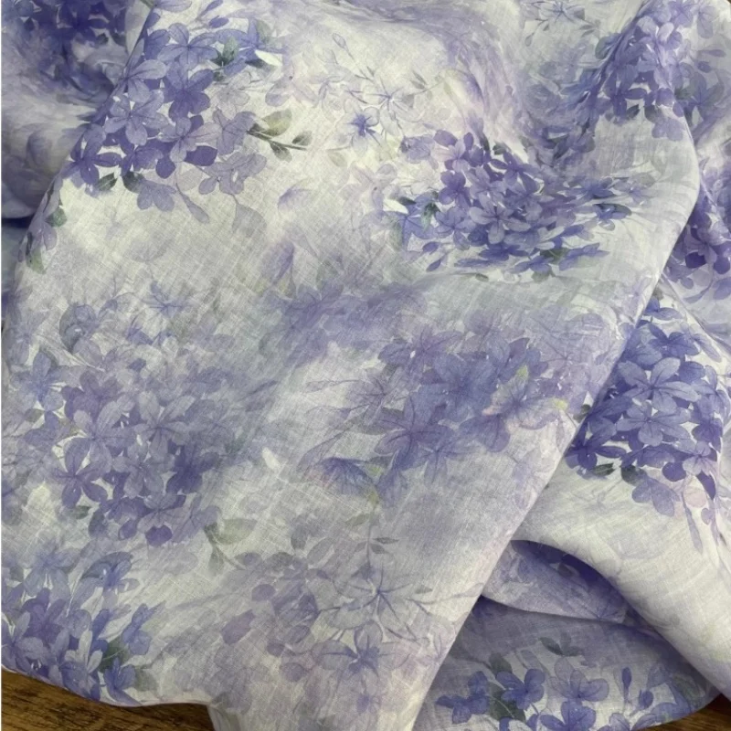 Purple Handmade DIY Ramie Fabric For Summer Breathable Shirt Dress Clothing Cloth Fabric