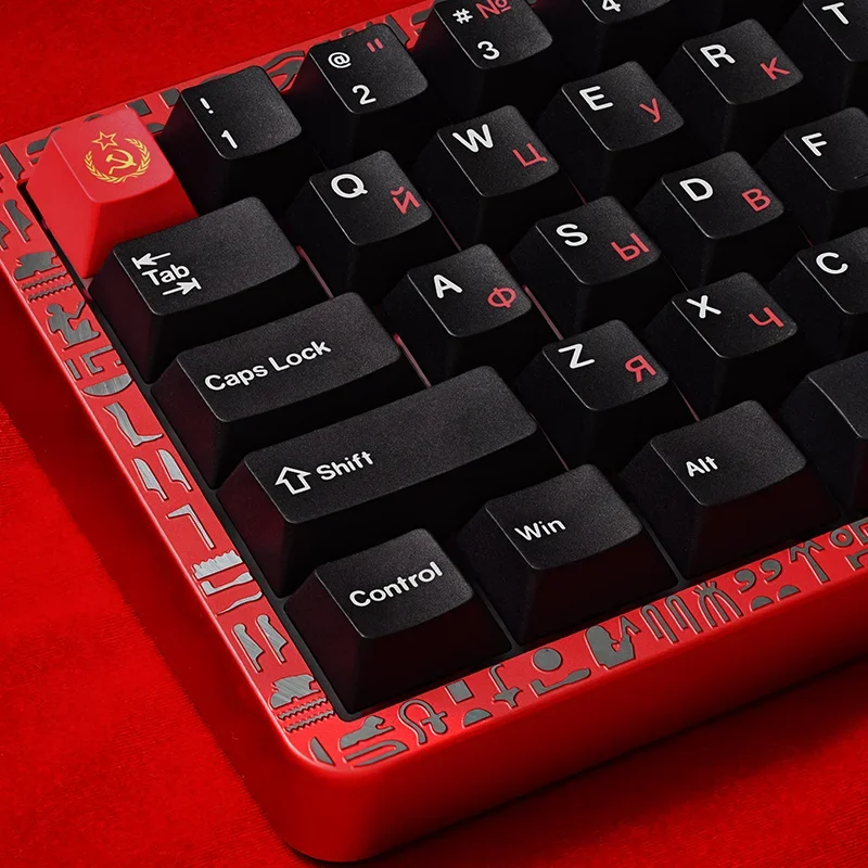 

MiFuny Black and Red Russian Keycap Set 140Keys CHERRY Profile Keyboard Cap Gaming Key Caps for Mechanical Keyboard Accessories