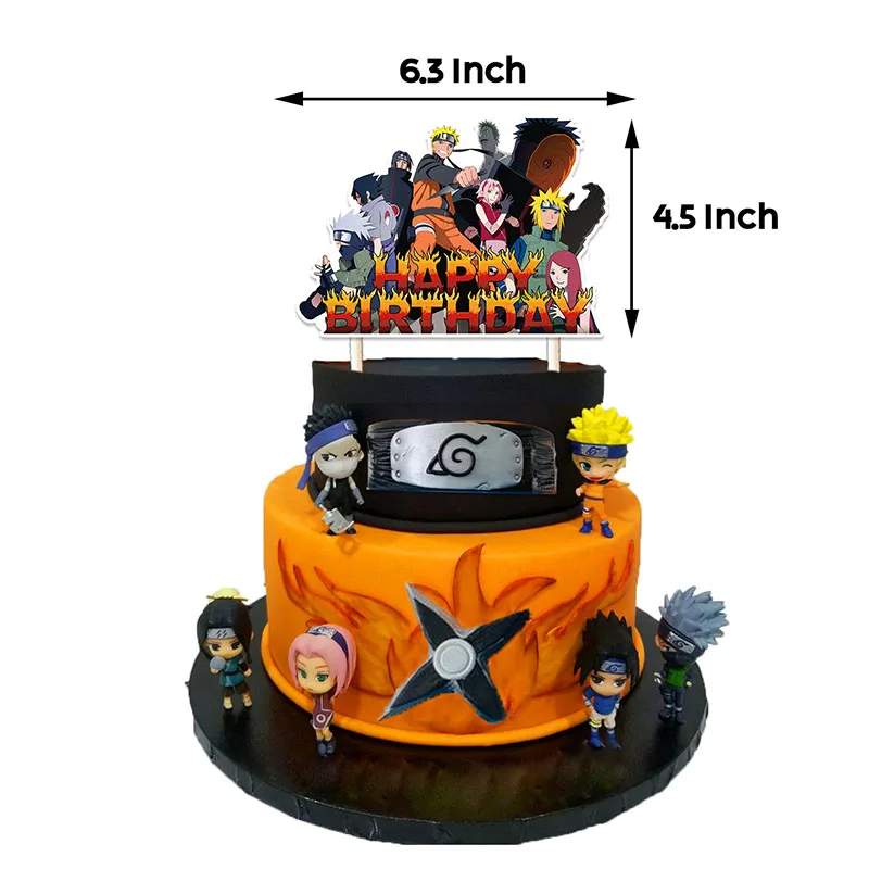 Naruto Anime Action Figure Image Banner, Decoração de Festa de Aniversário, Bolo Topper, Balão, Tema do Natal, Baby Shower Supplies