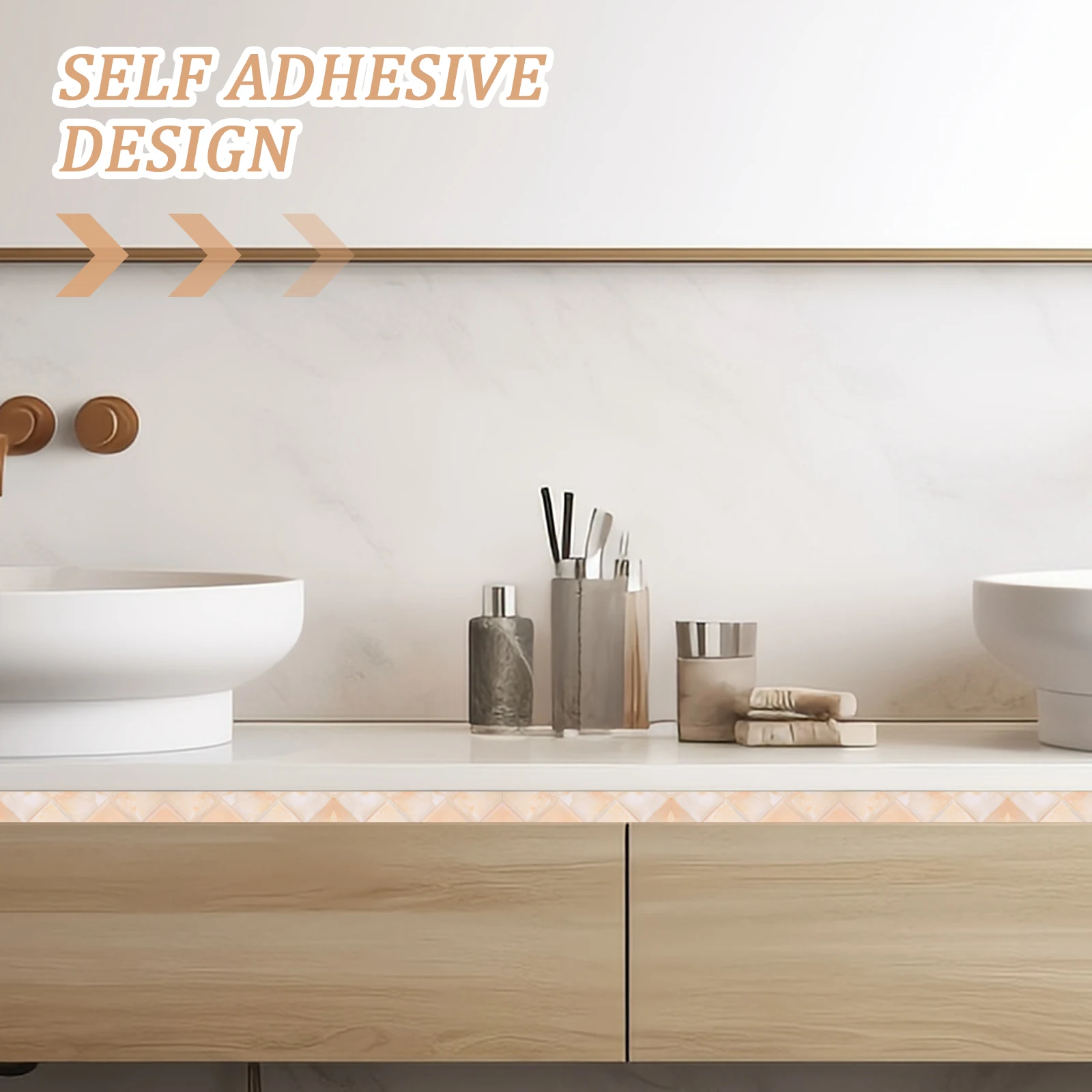 

2 Rolls Jade Wafer 5cmx5m Self Adhesive PVC Wallpaper for Bedroom Kitchen Corridor Peel Stick