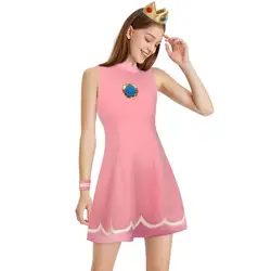 Women's Peach Tennis Dress Cosplay Costume Summer Outfits Princess Dress for Party