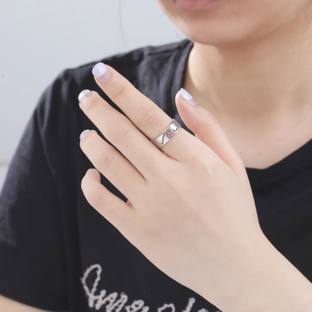 Lucktune Einfache Meereswellen-Ringe für Frauen, Edelstahl, trendige geometrische Ozean-Surf-Fingerringe, Schmuck, Hochzeit, Muttergeschenke – Detail 23