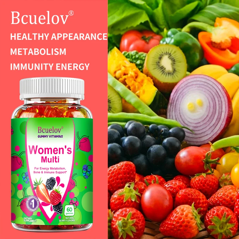 Women's Multivitamin Gummies - Energy, Mood, Hair Care, Skin Care, Support Energy Metabolism, Bone and Immune Health