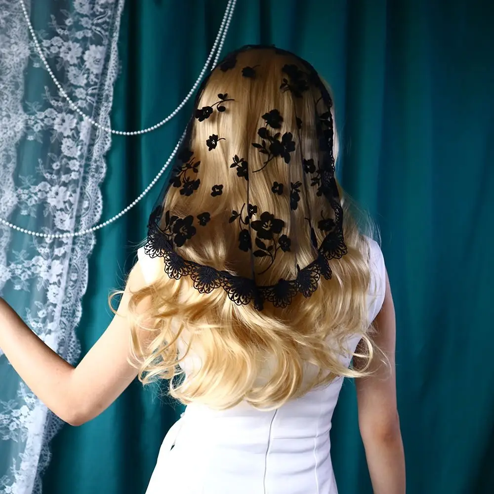 

Fashion Elegant Lace Flower HeadCovering Ethnic Trendy HeadScarf Bandannas For Female