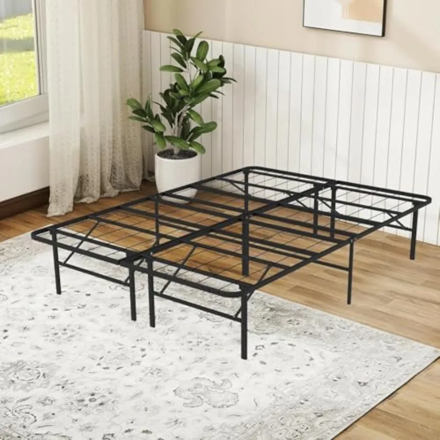 

Foldable Full Size Bed Frame Metal Platform with 14 Underbed Storage Heavy Duty Noise Free Easy Foldable Assembly No Box Spring