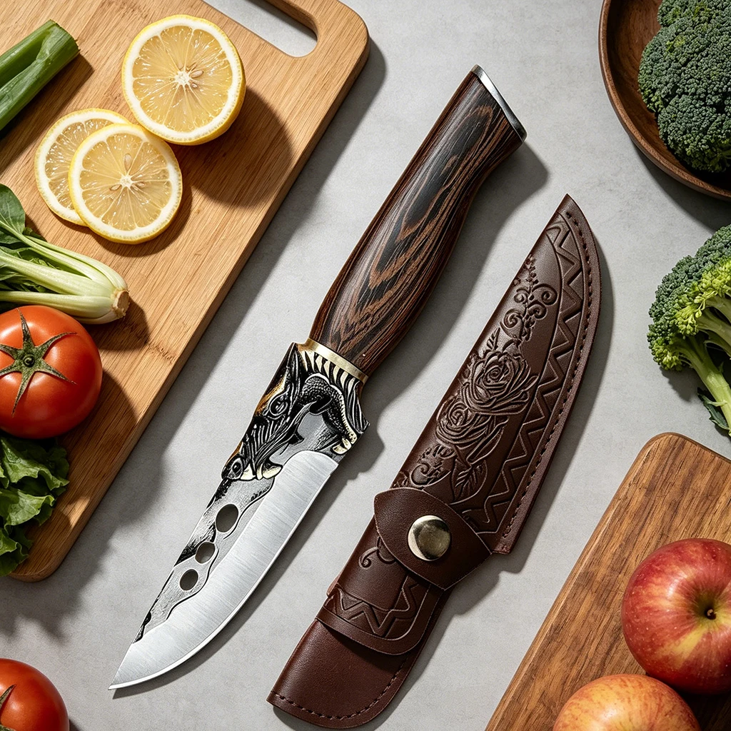 WXCOO Handmade Forged Butcher Knife Stainless Steel Kitchen Boning Knife Meat Cleaver Barbecue Knife for Kitchen Cooking Garden