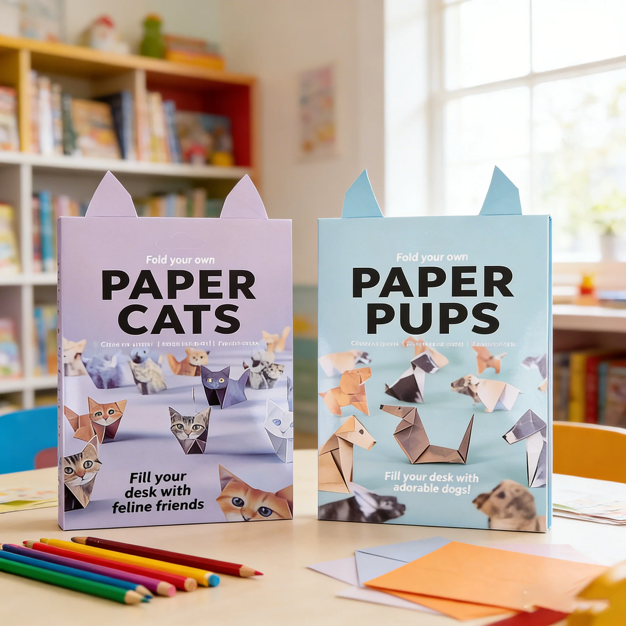 Kreatives DIY-Papier für Katzen, 50 Blatt, DIY-Origami-Papier, handgefertigtes DIY-Papier, Katze, Hund, Dinosaurier, lustiges Kunsthandwerk, faltbares Tier-Faltset