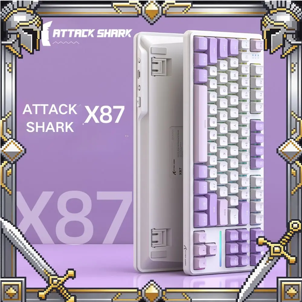ATTACK SHARK X87 Mechanical Gaming Keyboard Tri-Mode Wireless 2.4G Long Battery Life Gasket RGB Hot Swappable Custom Keyboard