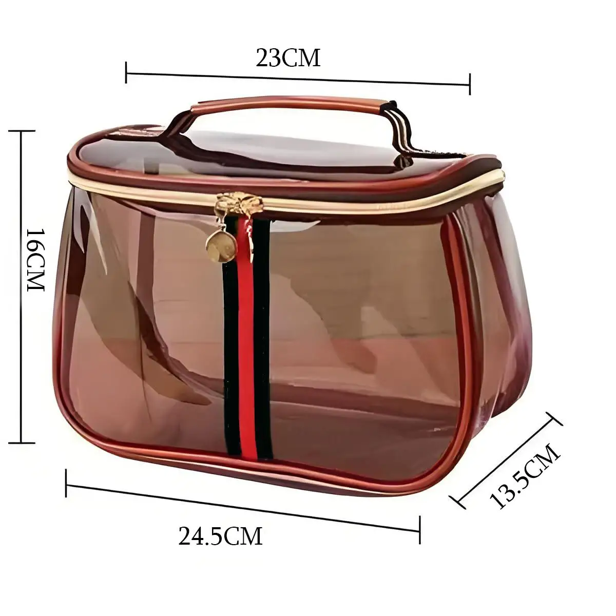 Vintage Transparent Cosmetic Bag Large Capacity Waterproof Makeup Organizer Portable Travel Toiletry Pouch Clear Retro Beauty Wash Case Vanity Storage Box for Women Ladies